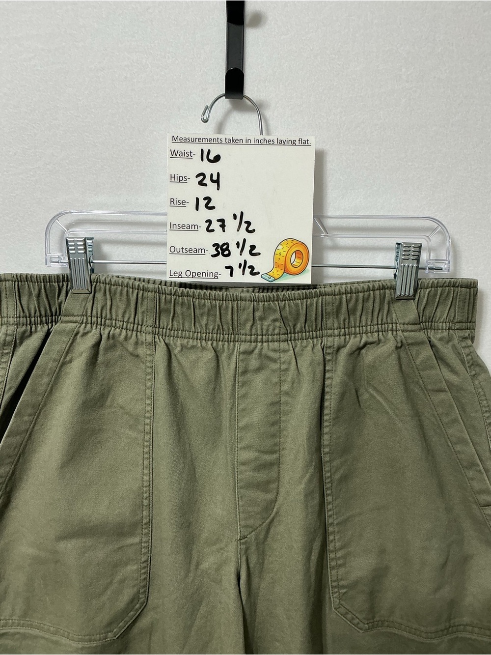 Old Navy Women’s Large Olive Utility Pull-On Pants Relaxed Tapered - Picture 2 of 7